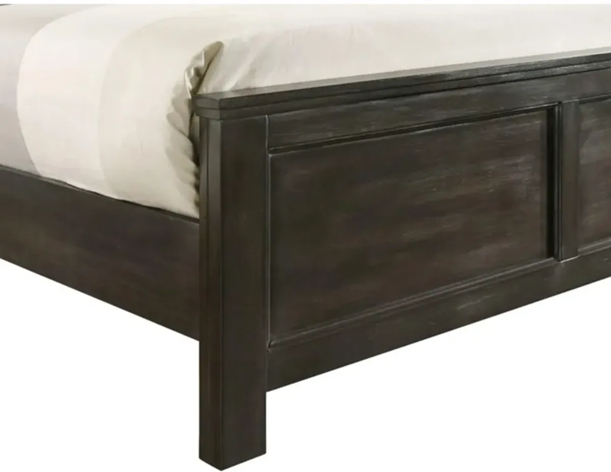 Aver Queen Size Bed, Transitional Carved Panel Design, Nutmeg Brown Wood - Benzara