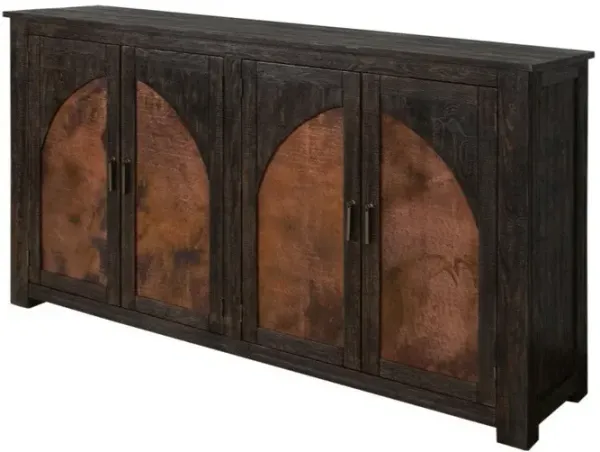 Crafter and Weavers Mystic Pine Wood and Copper Console Cabinet