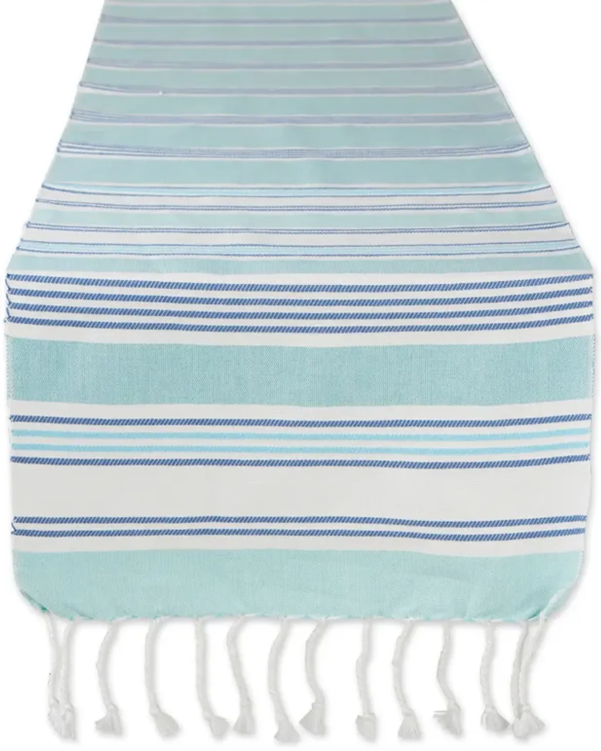 14" x 72" Blue and White Tidal Stripe Fouta Decorative Table Runner