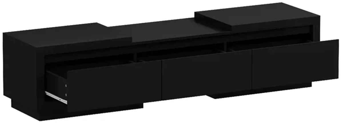 Extendable TV Stand Entertainment Center Black Wood Media Console Fits TV up to 120 in., With Drawers (65.4-106.3"W)