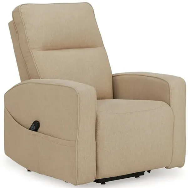 Lawson Power Lift Recliner Chair, Taupe Polyester, Soft Foam Cushioned - Benzara