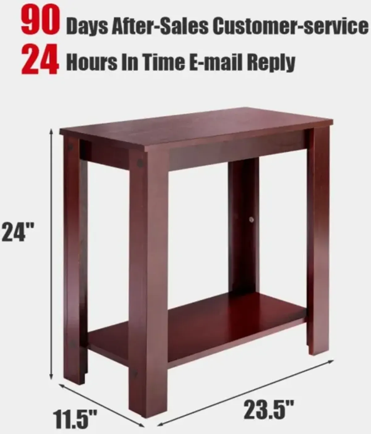 Hivvago 2-Tier Modern Compacta End Table with Storage Shelf-Espresso