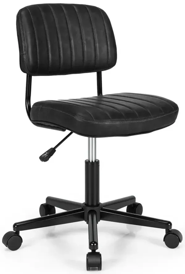 Costway PU Leather Office Chair Adjustable Swivel Task Chair w/ Backrest Black