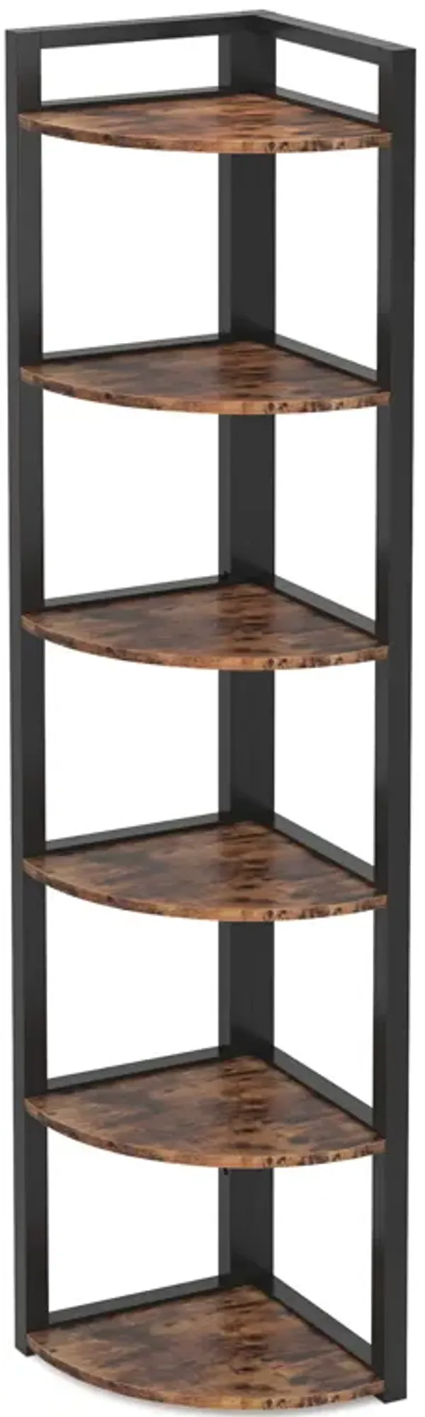 Corner Shelf, 70.9 Inch Tall Corner Bookshelf, 6 Tier Ladder Shelf with Metal Frames Multifunctional Modern Bookcase for Living Room, Home Office, Kitchen, Small Space