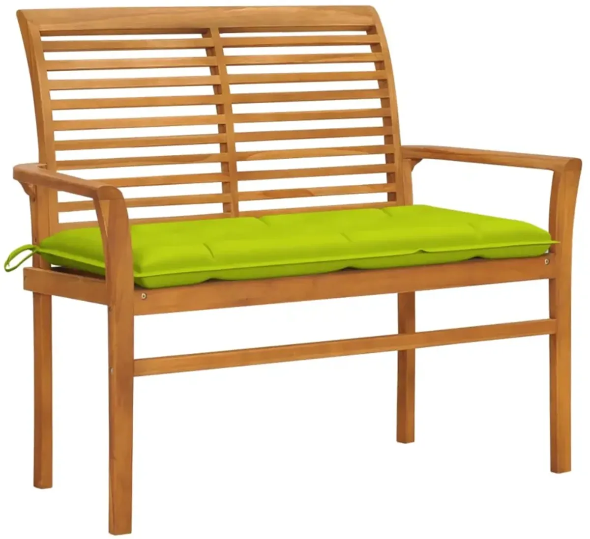 vidaXL Outdoor Patio Bench, Garden Bench with Armrests, Front Porch Chair Bench with Cushion for Patio Porch Poolside Balcony, Solid Wood Teak