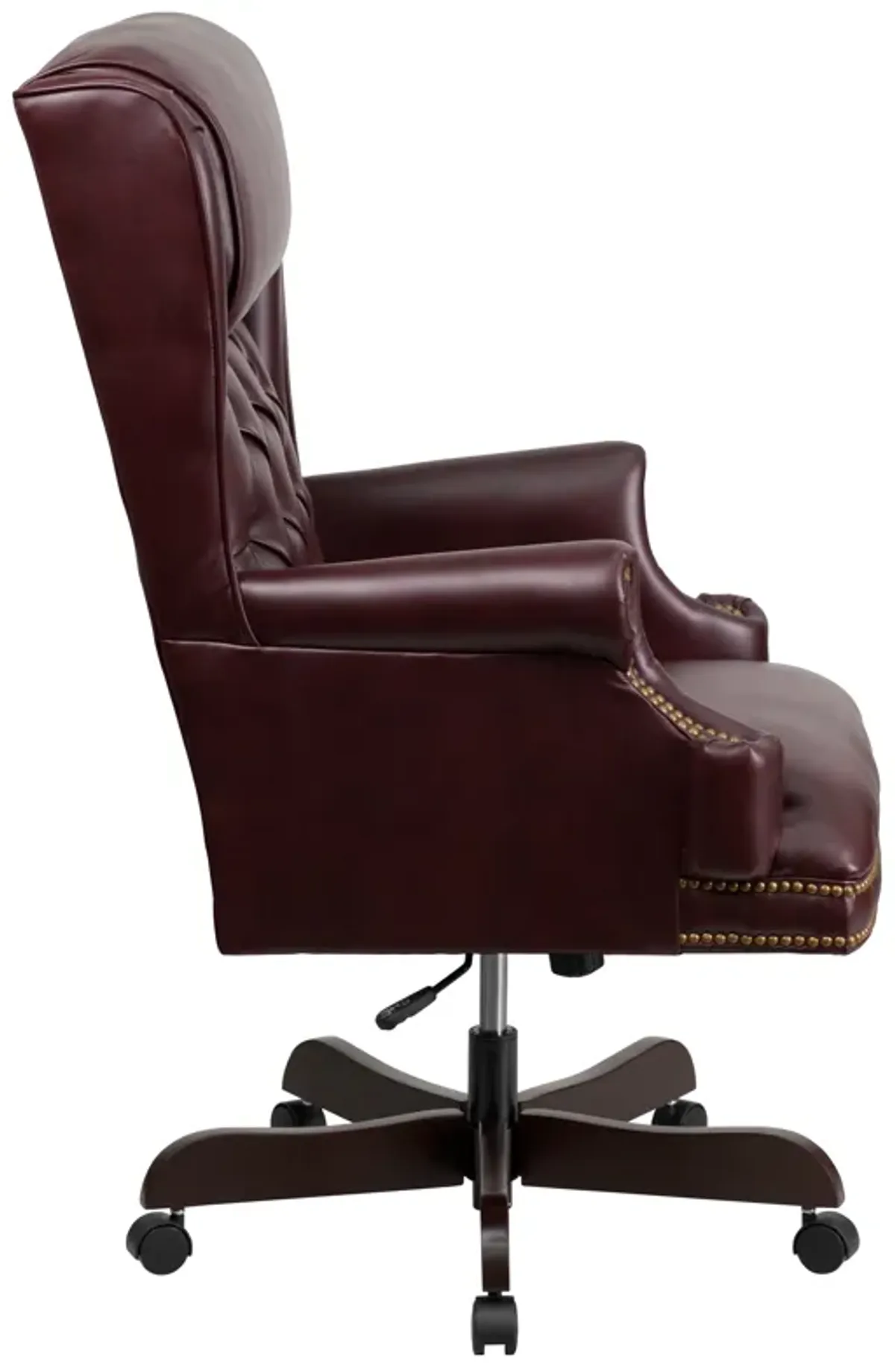 Ainslie High Back Traditional Tufted Brown LeatherSoft Executive Ergonomic Office Chair with Oversized Headrest & Nail Trim Arms