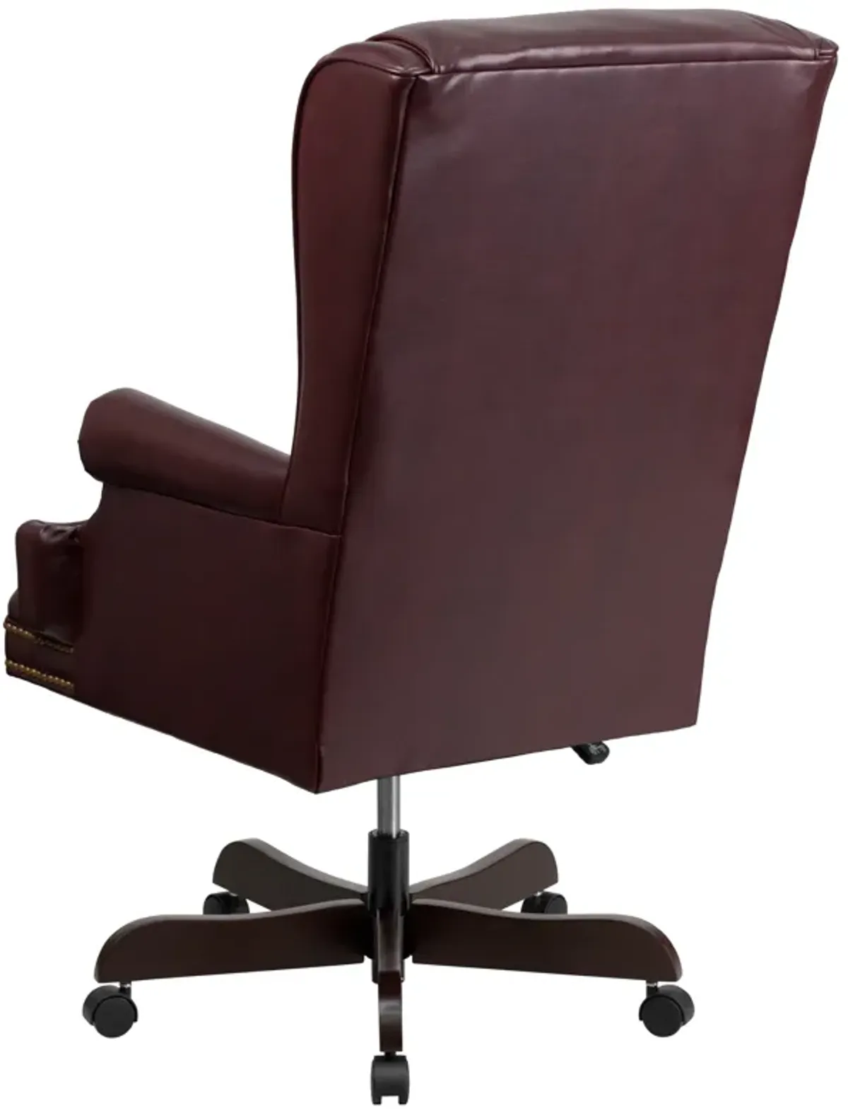 Ainslie High Back Traditional Tufted Brown LeatherSoft Executive Ergonomic Office Chair with Oversized Headrest & Nail Trim Arms