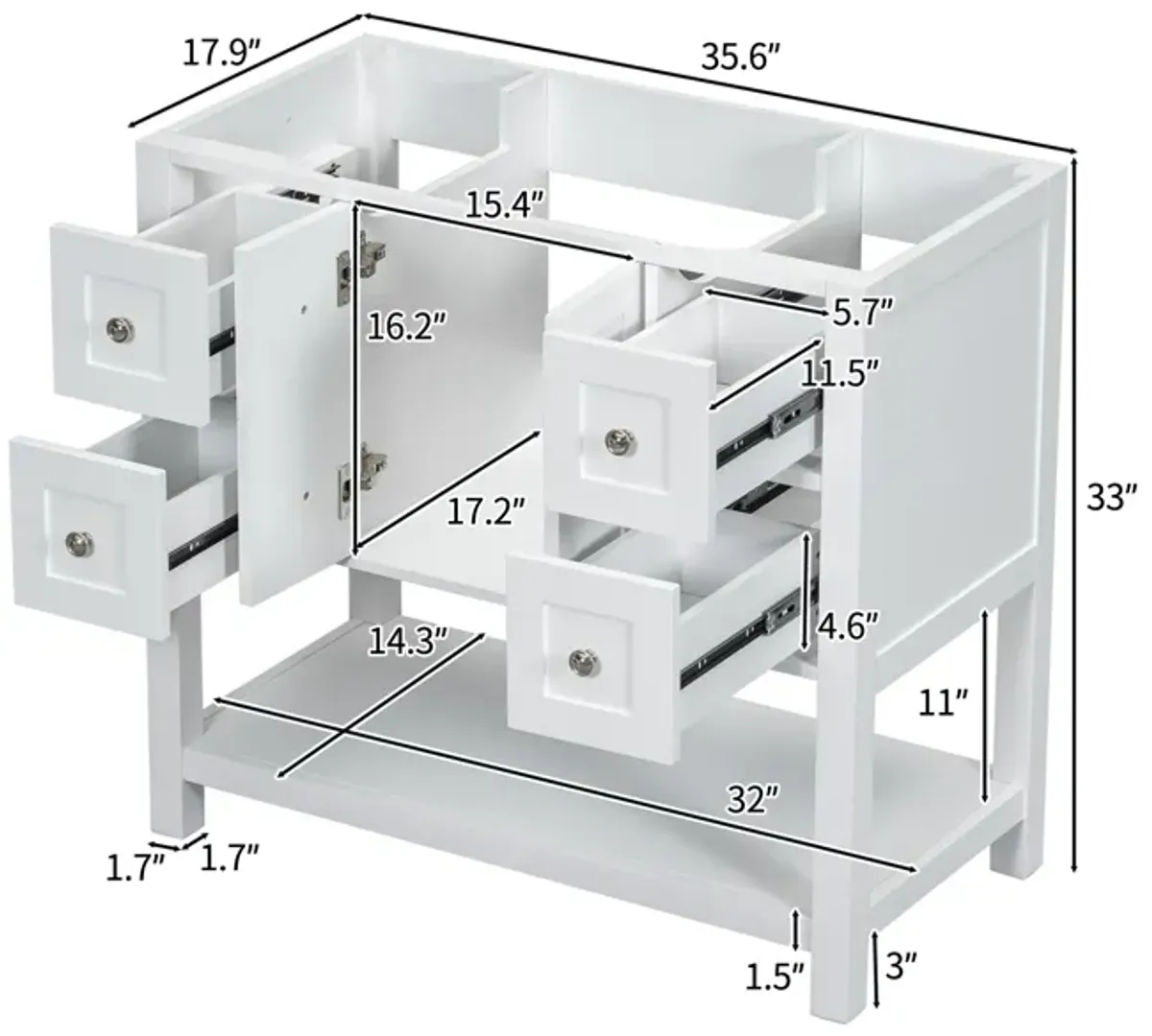 Modern Bathroom Vanity with Ample Storage, Solid Wood Frame, Soft-Close Hinge