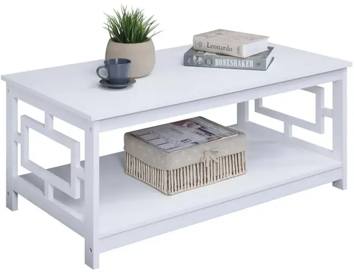 Convenience Concepts Town Square Coffee Table with Shelf, White