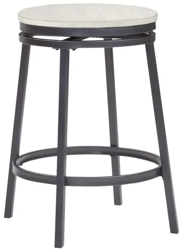 Stockton 25" Backless Metal Swivel Stool - Slate Grey - White Oak Seat