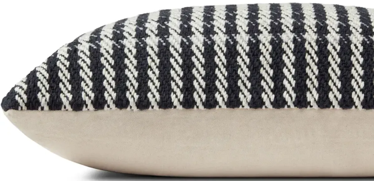 Jesse PMH0058 Charcoal/Ivory 13''x21'' Polyester Pillow by Magnolia Home by Joanna Gaines x Loloi