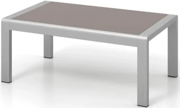 Hivvago Outdoor Rectangle Coffee Table with Tempered Glass Tabletop for Backyard Poolside