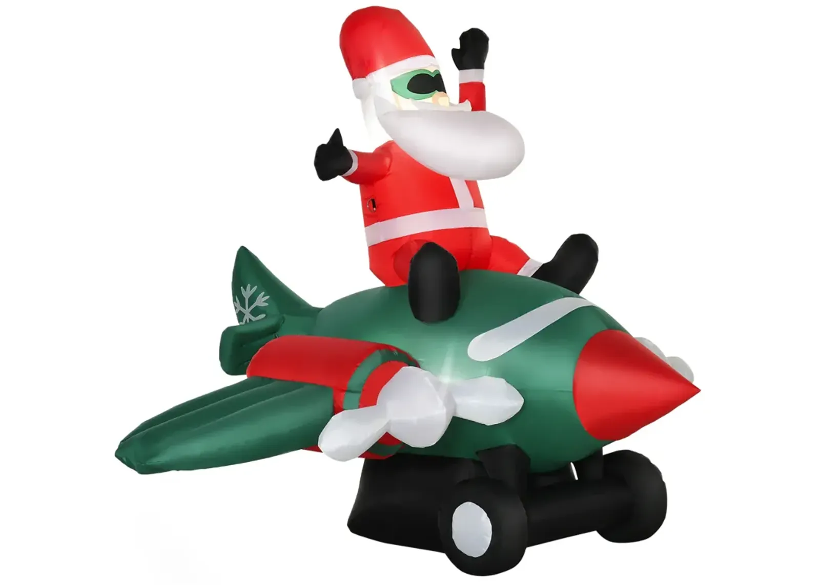 7.3ft Long Christmas Inflatable Santa Claus Flying Airplane Outdoor Decoration