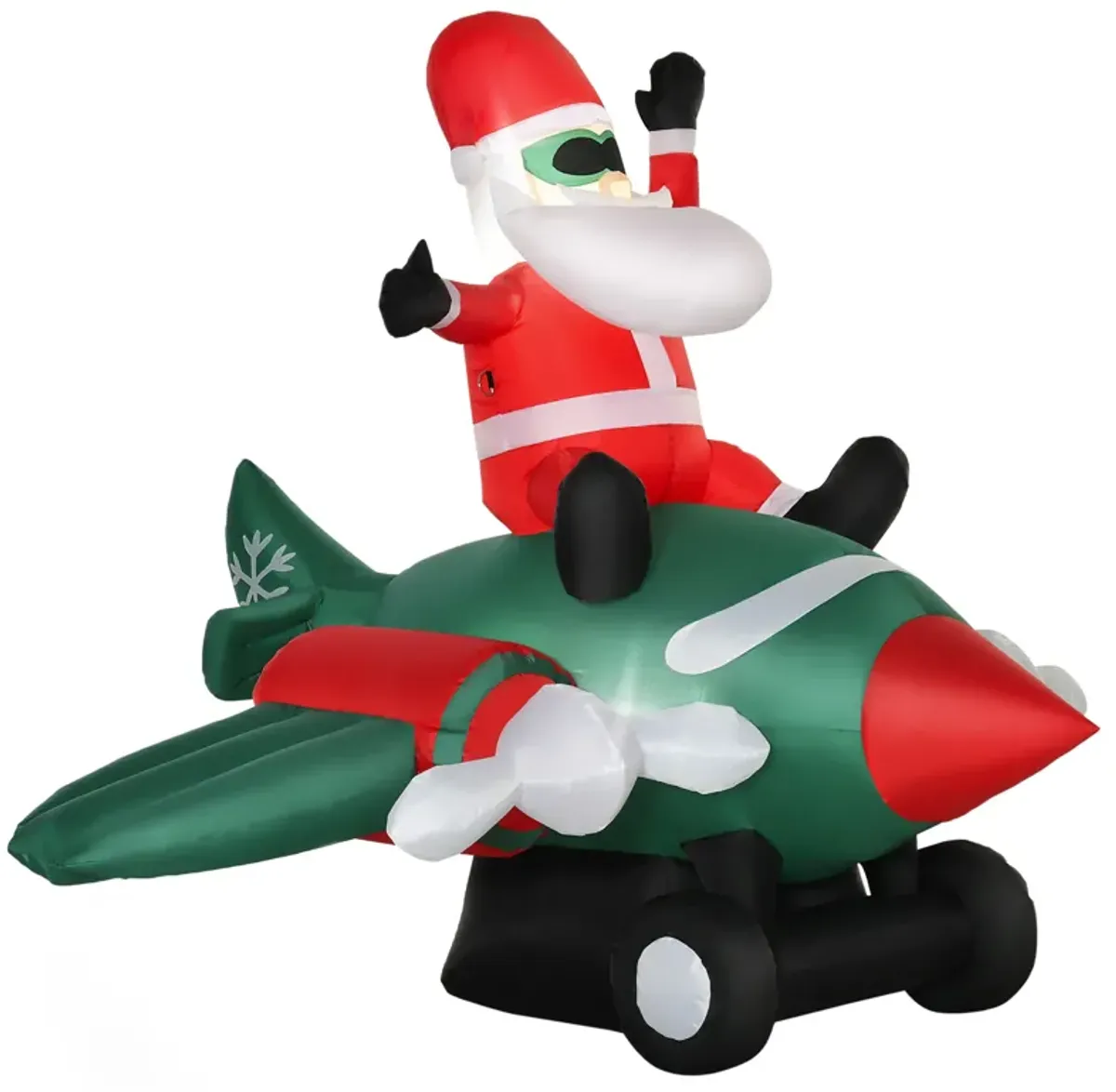 7.3ft Long Christmas Inflatable Santa Claus Flying Airplane Outdoor Decoration