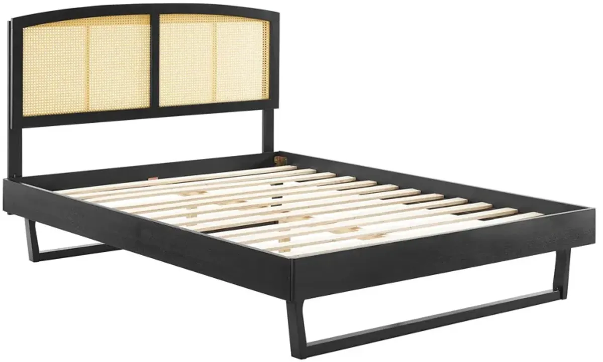 Modway - Sierra Cane and Wood Full Platform Bed with Angular Legs