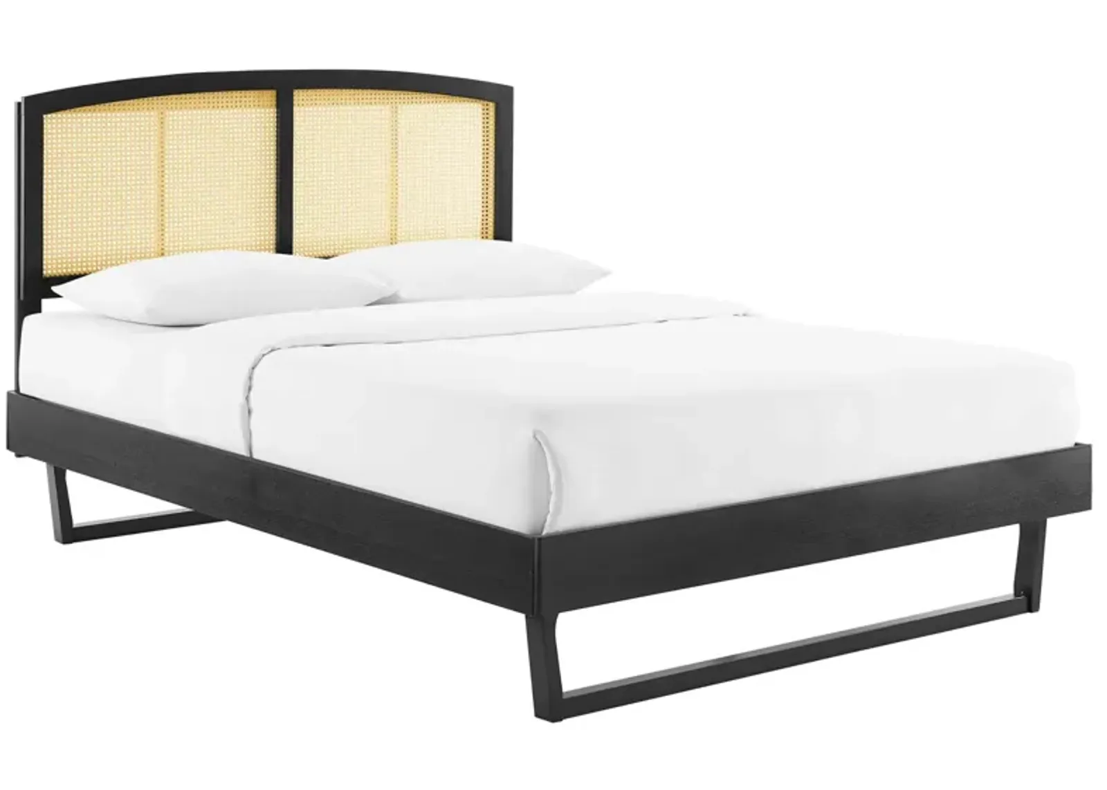 Modway - Sierra Cane and Wood Full Platform Bed with Angular Legs