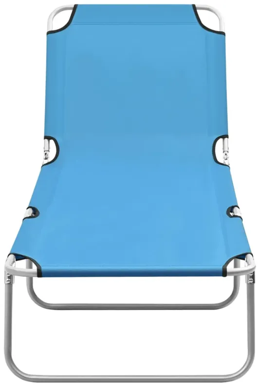 vidaXL Folding Sun Lounger Steel and Fabric Turquoise Blue