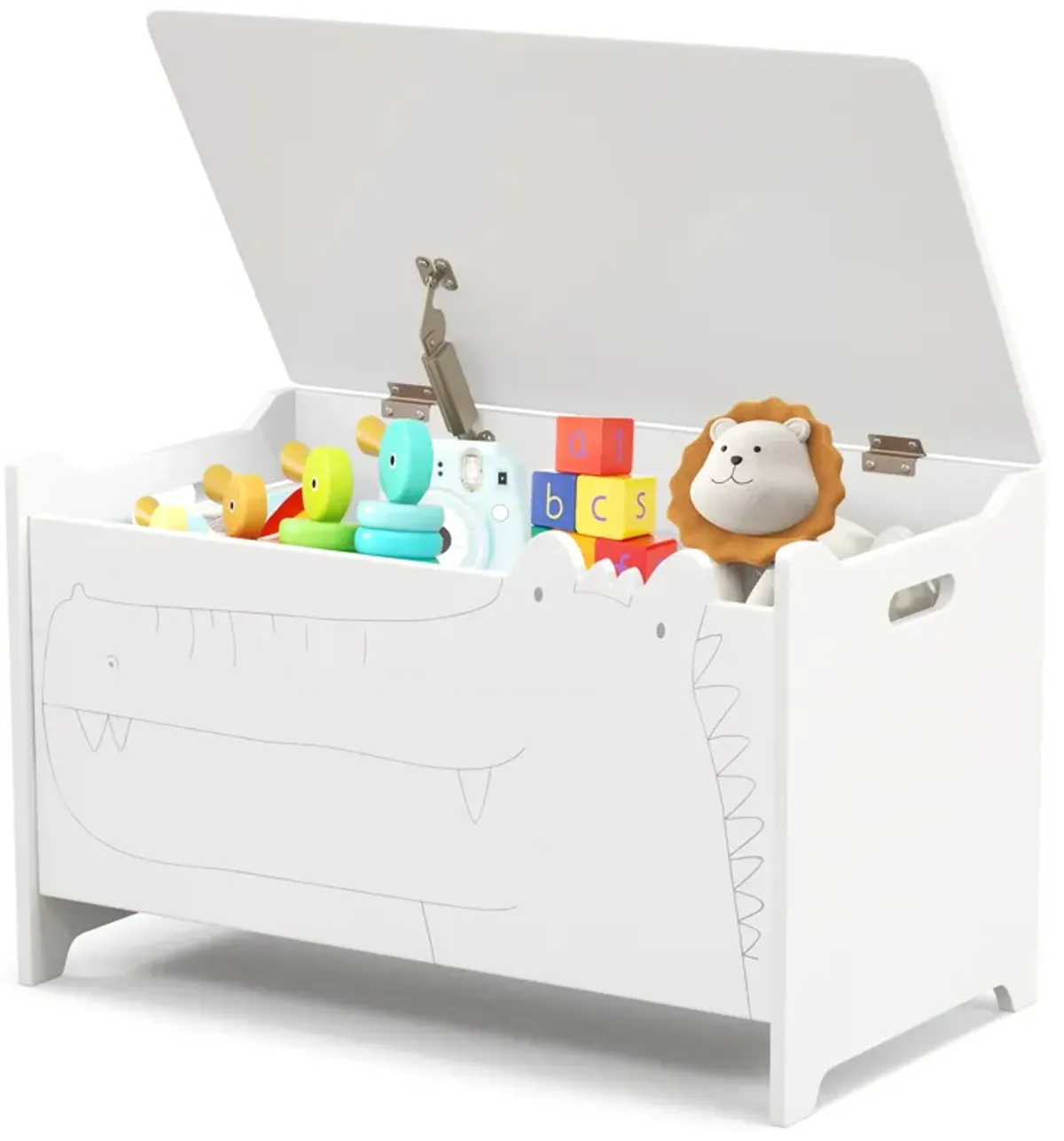 Wooden Kids Toy Box with Safety Hinge