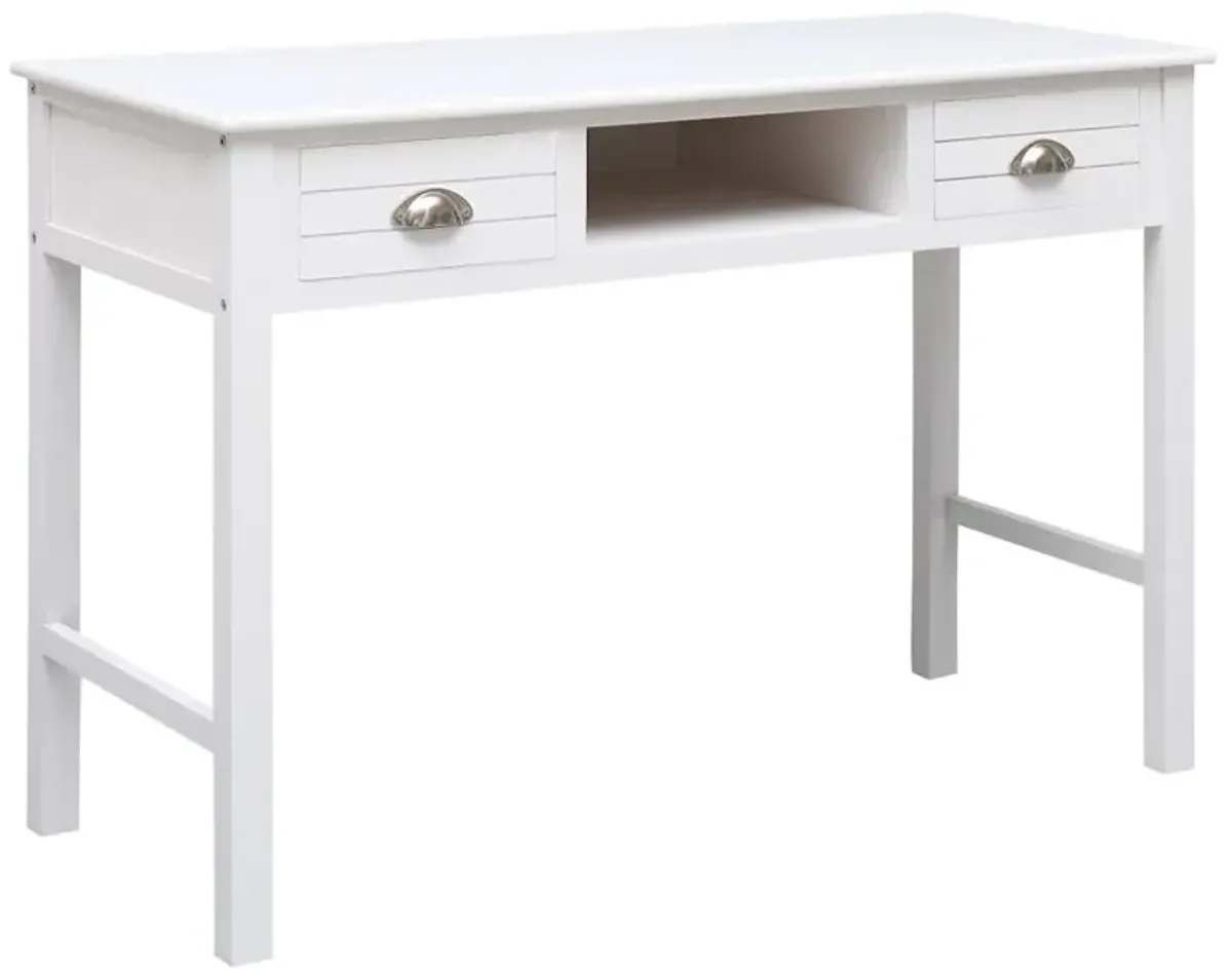 vidaXL Writing Desk White 43.3"x17.7"x29.9" Wood, 284155