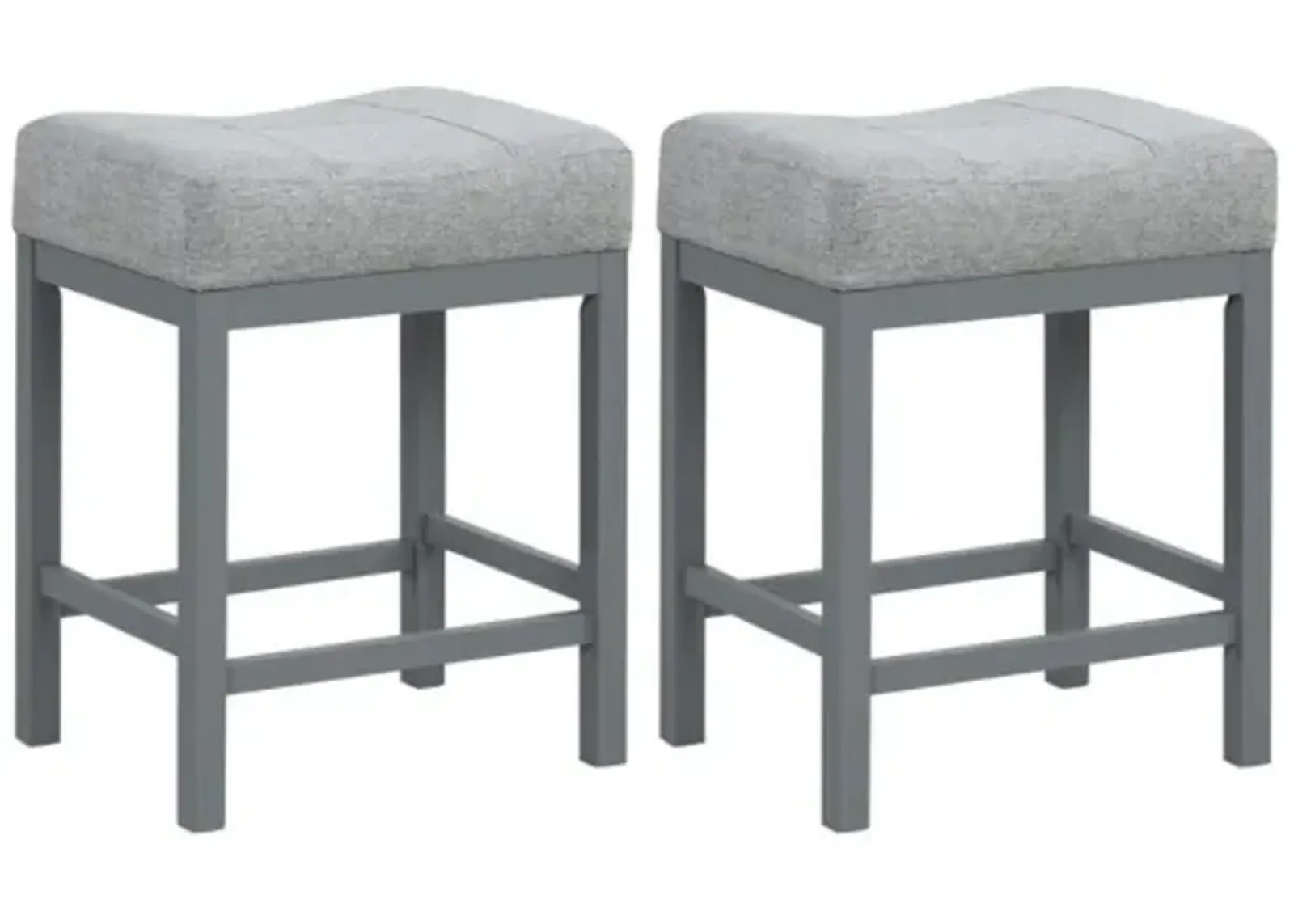 Hivvago 24.5 Inches Linen Fabric Saddle Stools Set of 2 with Cushioned Seat