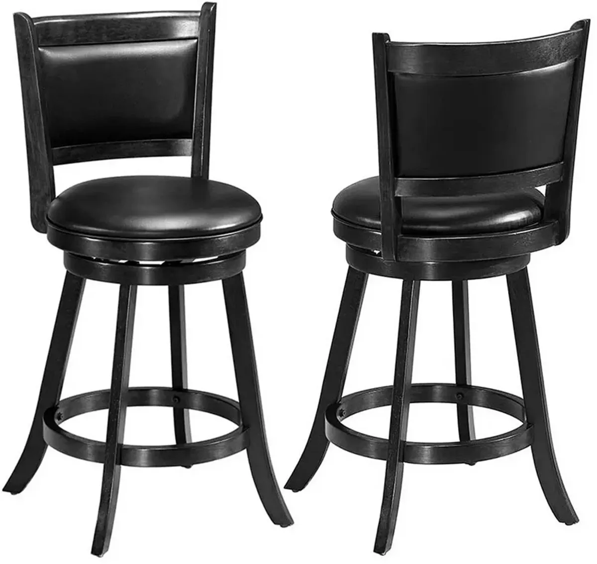 2 Pieces 24 Inch Swivel Counter Stool Dining Chair Upholstered Seat