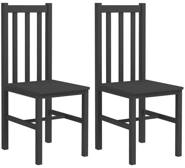 HOMCOM Dining Chairs, Set of 2 Farmhouse Kitchen Chairs with Slat Back, Pine Wood Seating for Living Room and Dining Room, Black