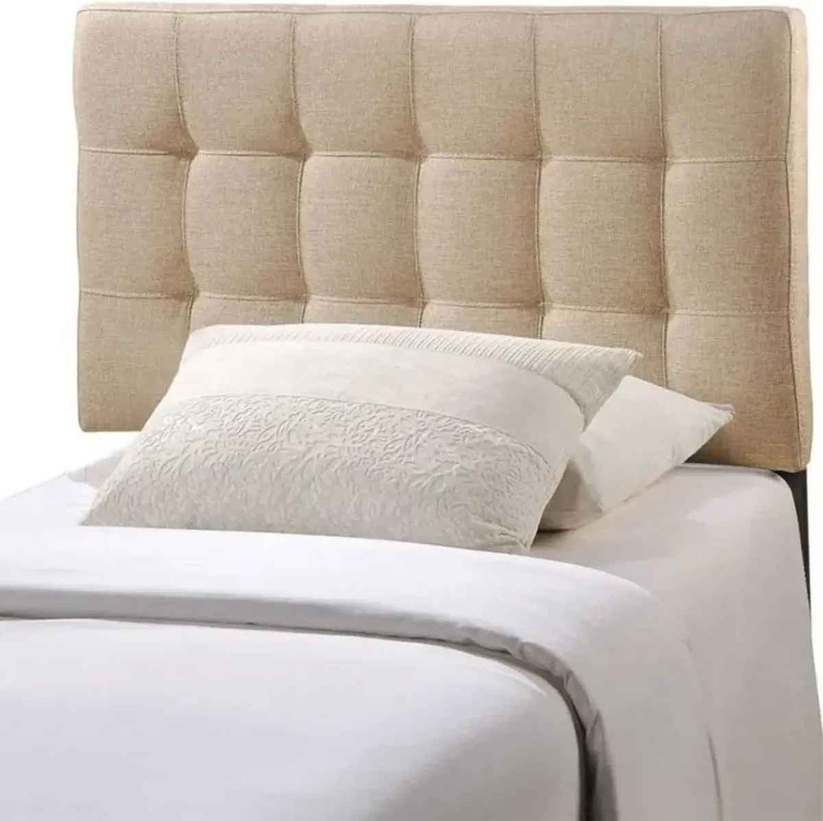 QuikFurn Twin size Modern Beige Tan Taupe Fabric Tufted Upholstered Headboard