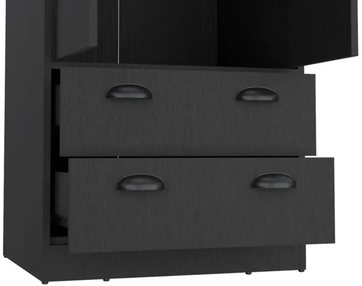 Westminster 2-Door 2-Drawer Armoire With Hanging Rod Black