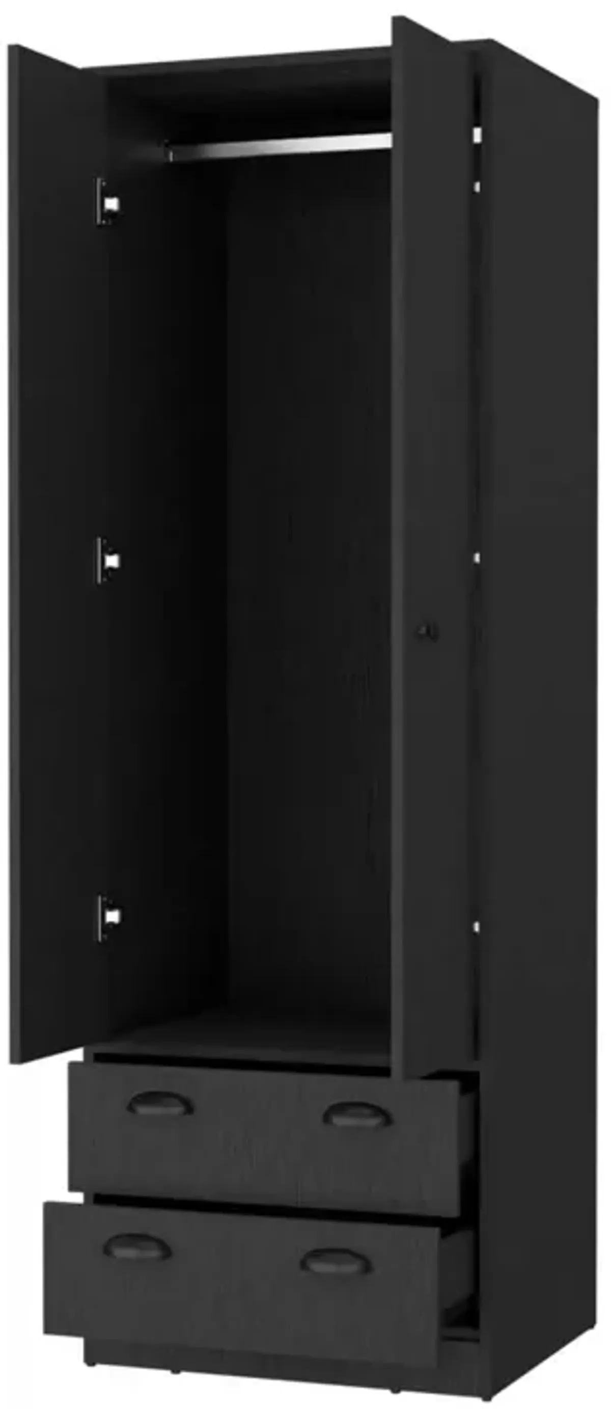 Westminster 2-Door 2-Drawer Armoire With Hanging Rod Black