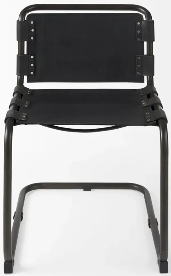 Berbick Black Leather Dining Chair