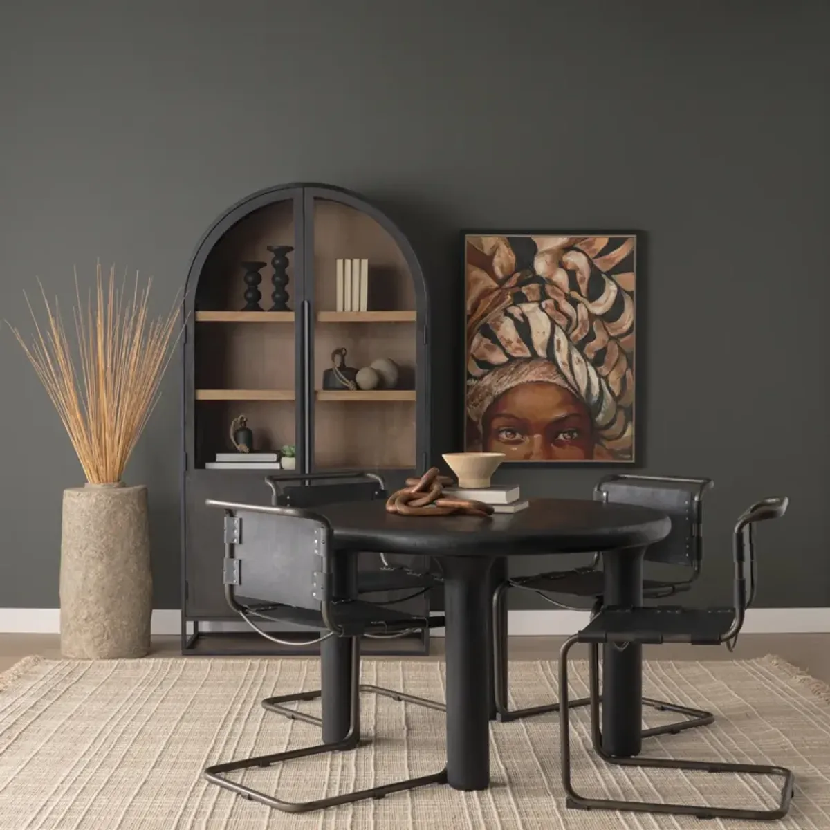Berbick Black Leather Dining Chair