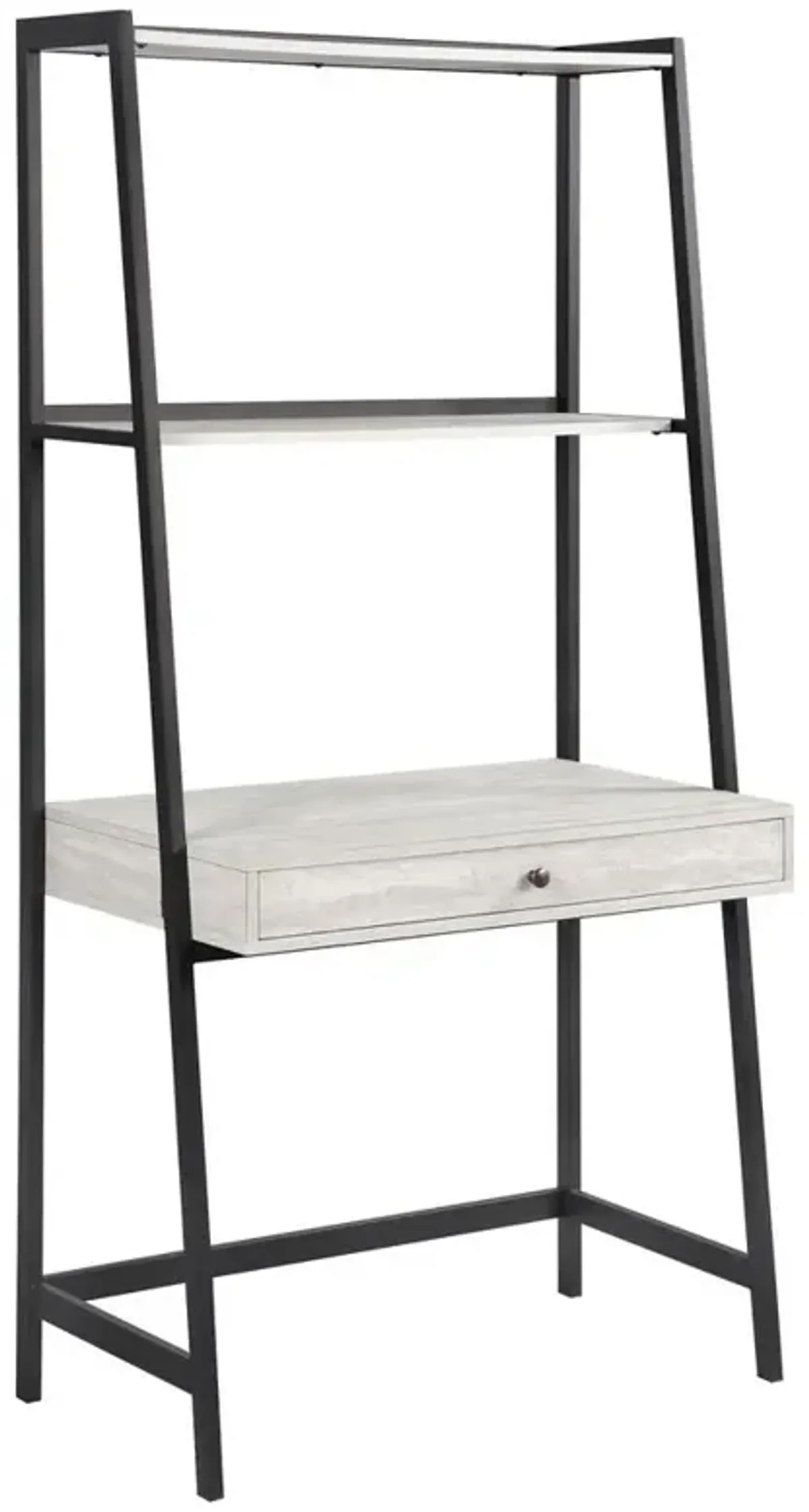 Pinckard 1-drawer Ladder Desk Grey Stone and Black