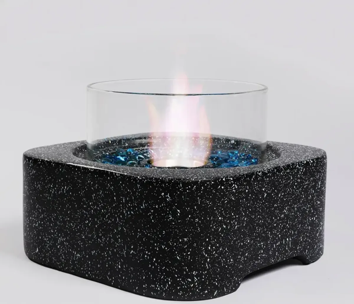 Mondawe Indoor And Outdoor Tabletop Fire Pit,Non Smoke Basin With Glass Windproof Cover