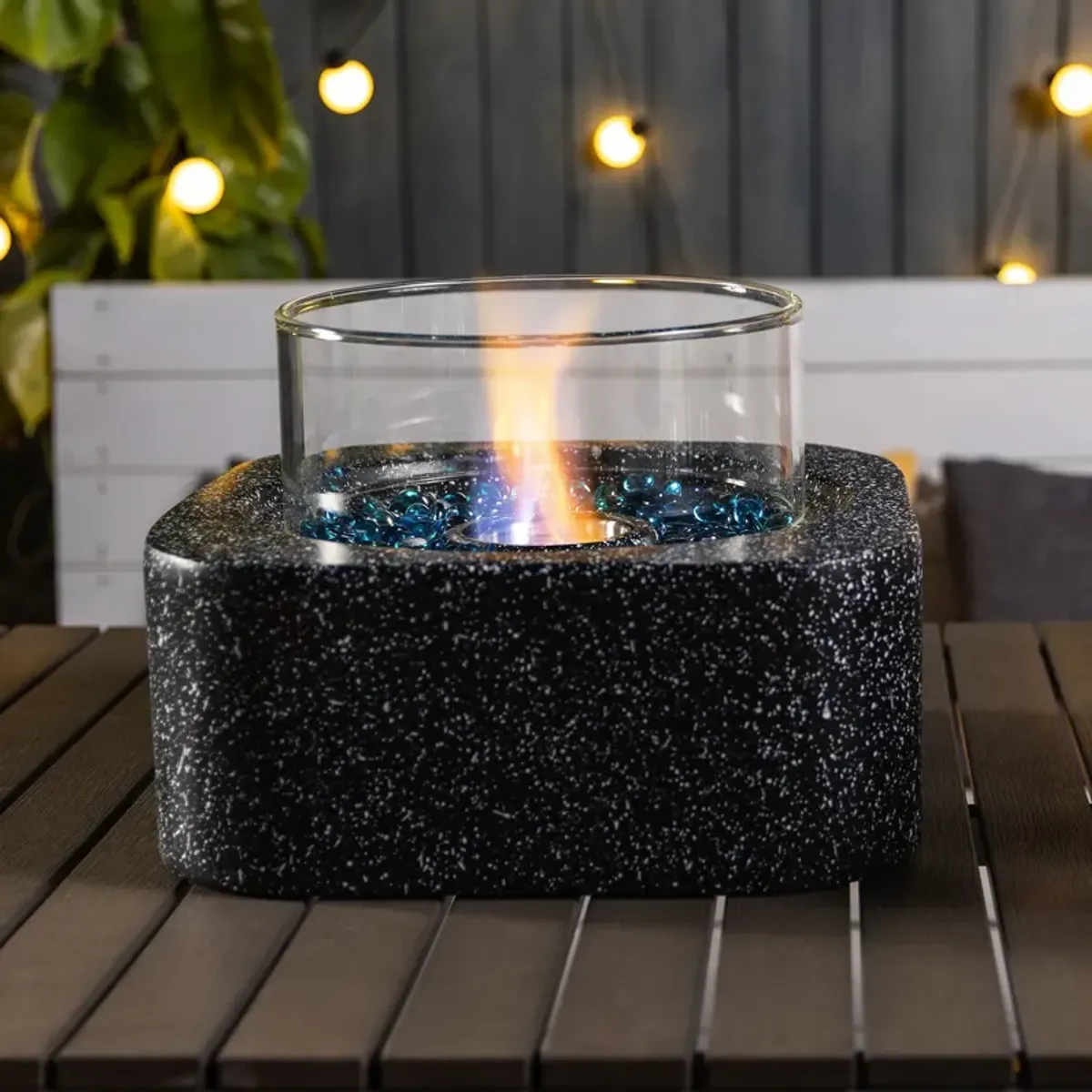 Mondawe Indoor And Outdoor Tabletop Fire Pit,Non Smoke Basin With Glass Windproof Cover
