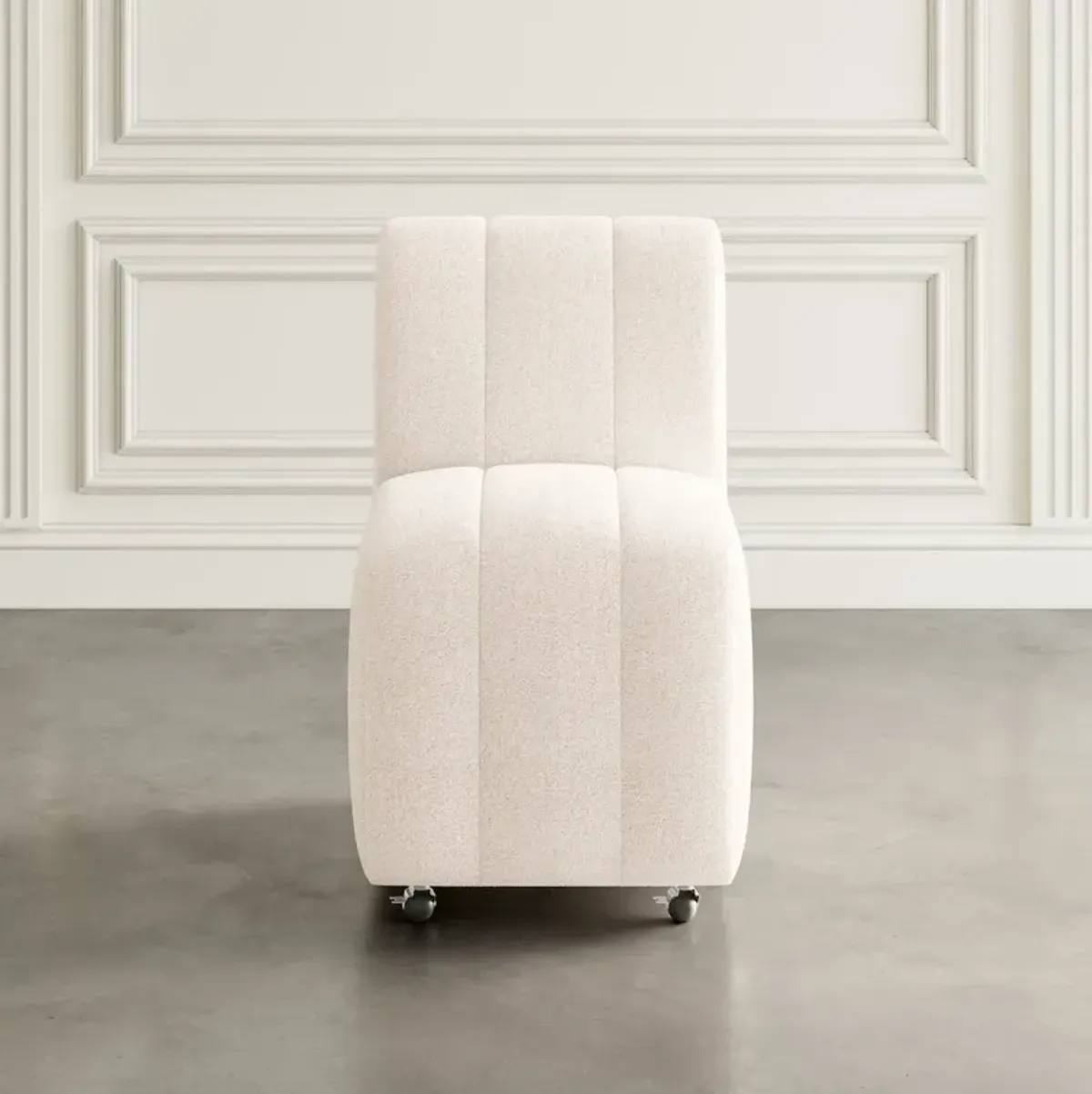 Jofran Tess Contemporary Modern Ivory Boucle Upholstered Dining Chair