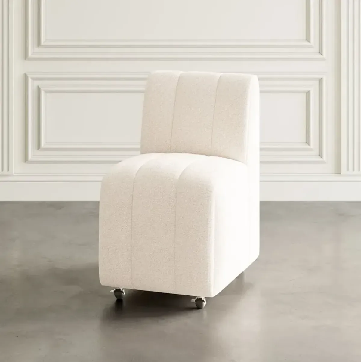 Jofran Tess Contemporary Modern Ivory Boucle Upholstered Dining Chair