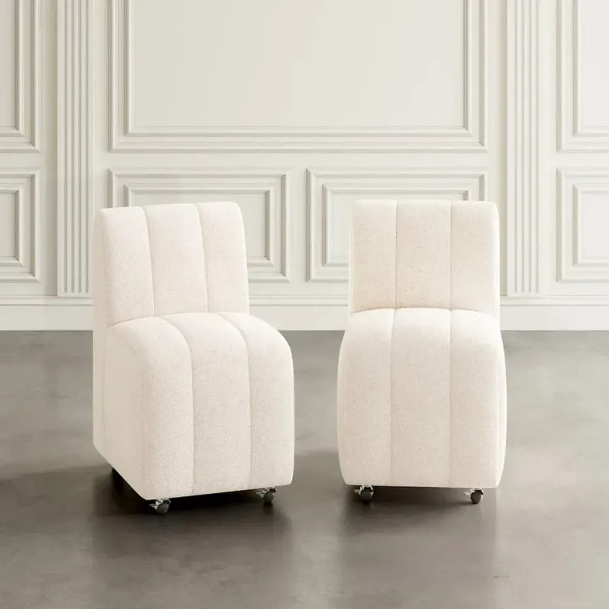 Jofran Tess Contemporary Modern Ivory Boucle Upholstered Dining Chair