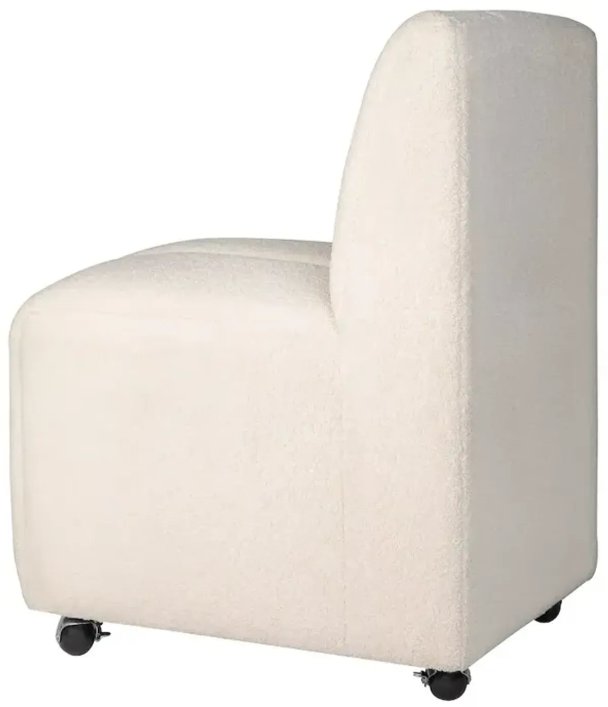 Jofran Tess Contemporary Modern Ivory Boucle Upholstered Dining Chair