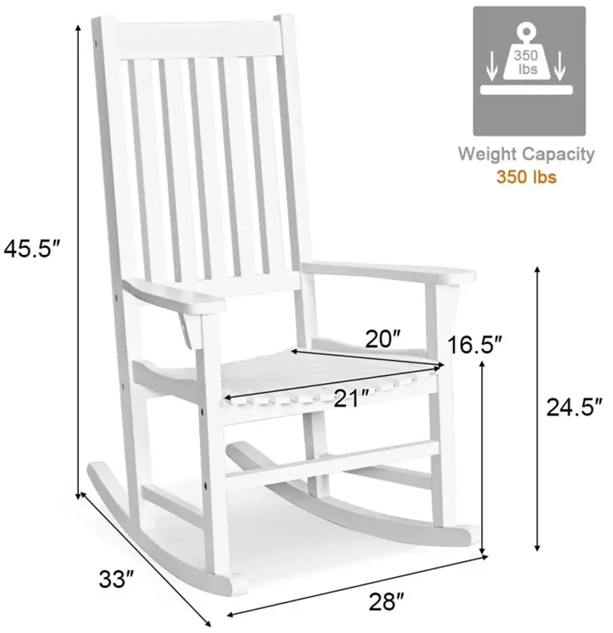 Indoor Outdoor Wooden High Back Rocking Chair