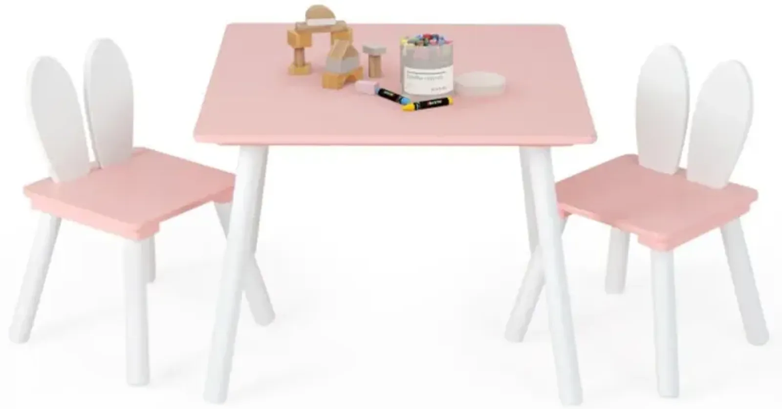 Hivvago 3 Pieces Kids Table and Chairs Set for Arts Crafts Snack Time