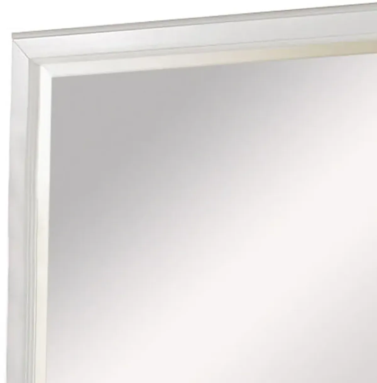 Wall Mirror with Rectangular Frame and Raised Edges, White-Benzara