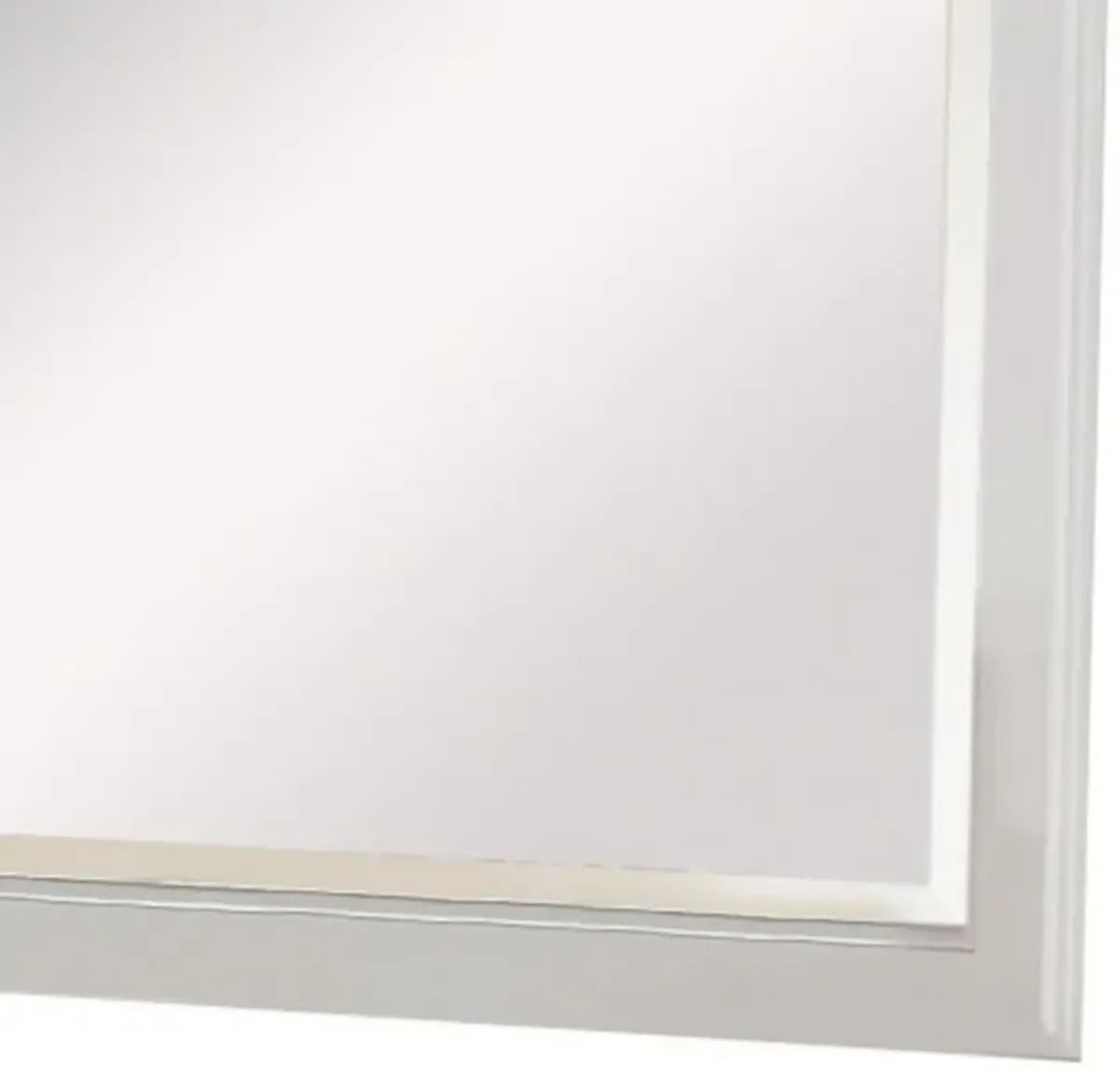 Wall Mirror with Rectangular Frame and Raised Edges, White-Benzara