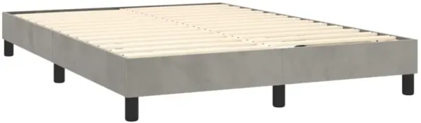 vidaXL Modern Style Box Spring Bed Frame, Queen Size, Light Gray Velvet Finish, Comfortable and Durable Design, Safe Material
