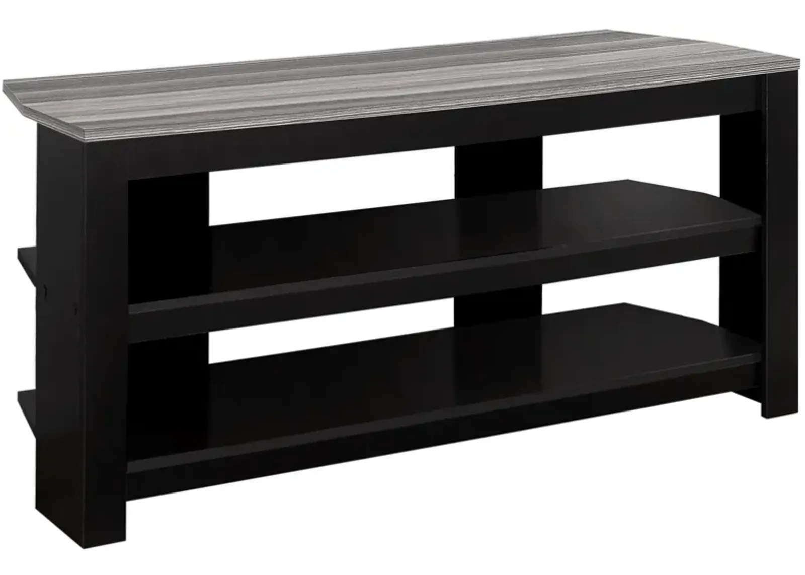 Monarch Specialties I 2564 Tv Stand, 42 Inch, Console, Media Entertainment Center, Storage Shelves, Living Room, Bedroom, Laminate, Black, Grey, Contemporary, Modern