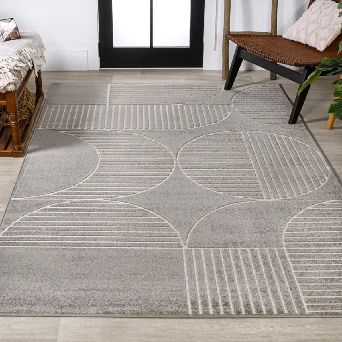 Nordby Geometric Arch Scandi Striped Area Rug