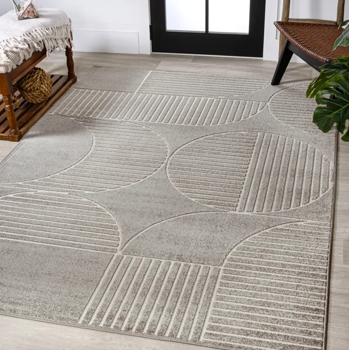 Nordby Geometric Arch Scandi Striped Area Rug