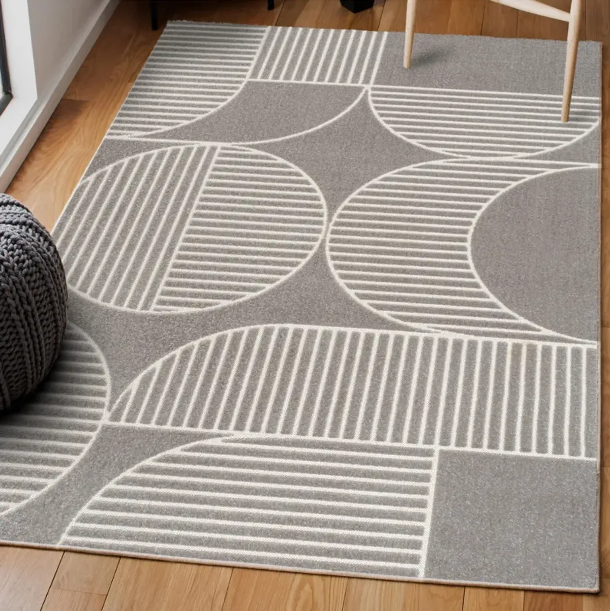 Nordby Geometric Arch Scandi Striped Area Rug