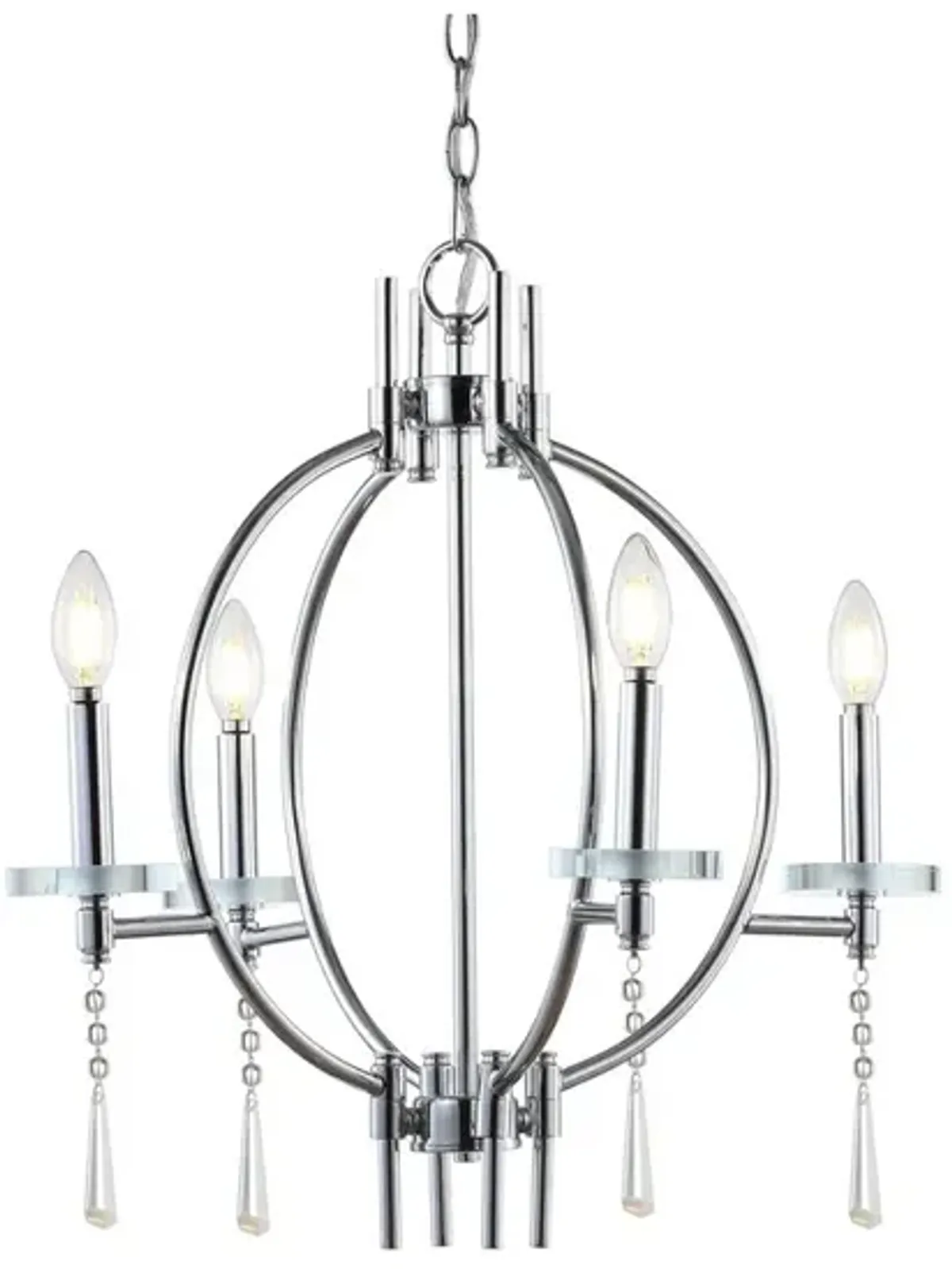 Laura 23" Crystal/Metal LED Chandelier, Chrome