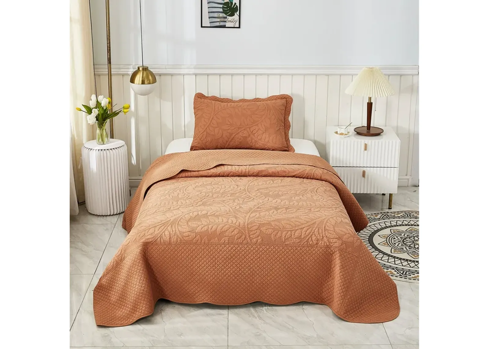 MarCielo 100% Cotton Oversized Bedspread Quilt Set T