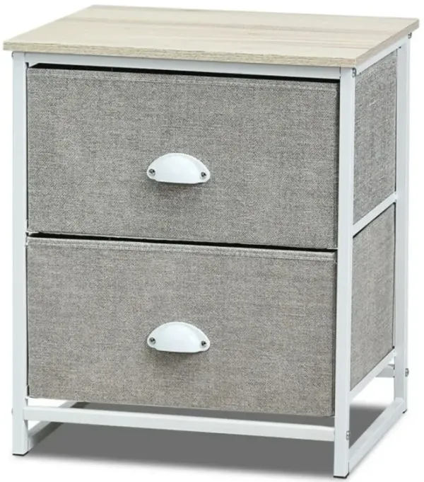 Hivago Metal Frame Nightstand Side Table Storage with 2 Drawers
